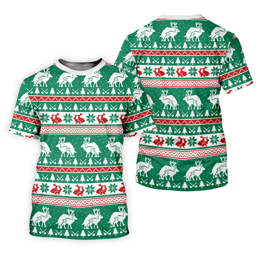 Christmas Festive Reindeer Snowflakes Christmas Golf Shirt, Golf Gift For Men, Golf Shirts For Men