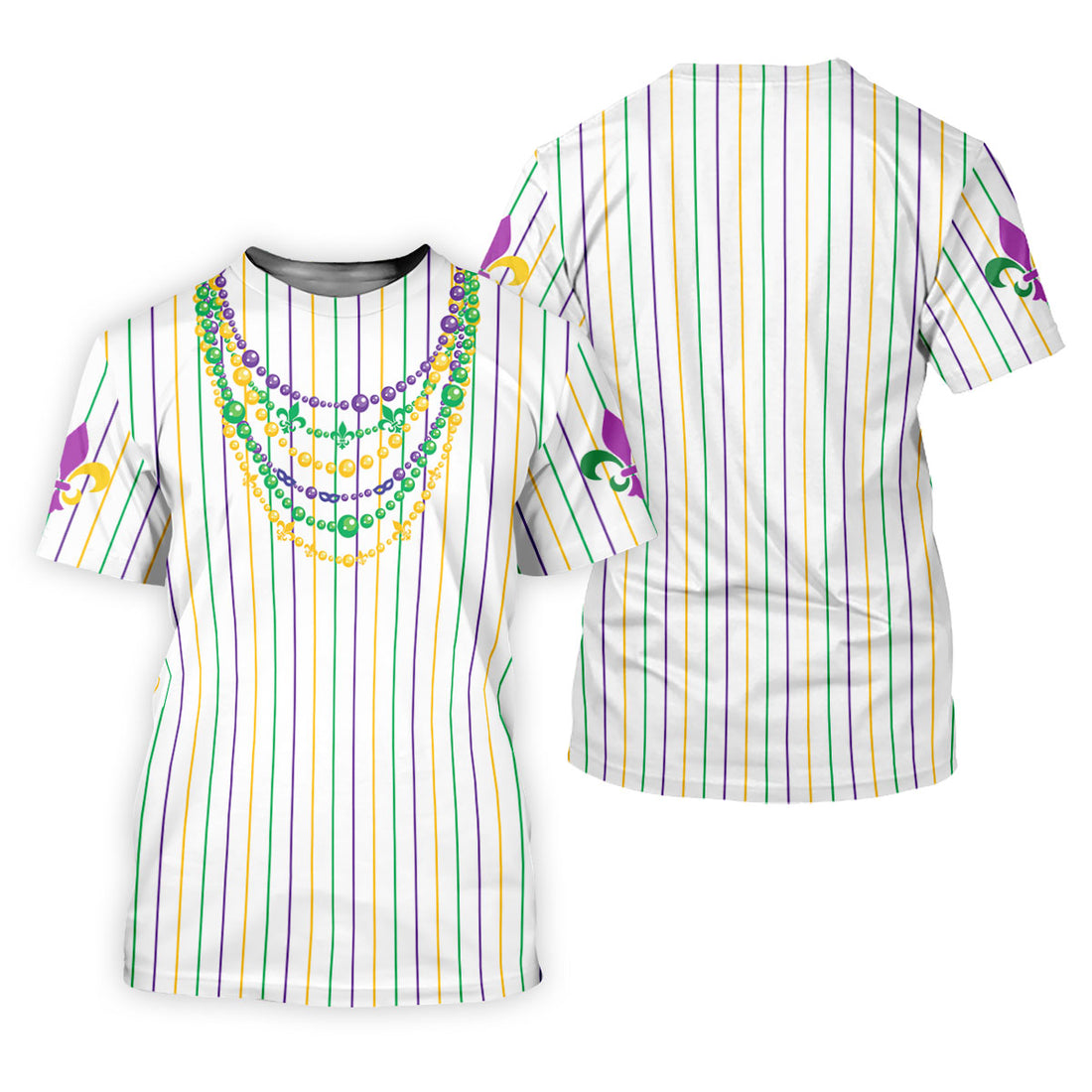 Mardi Gras Beads Necklaces Print White Golf Shirt, Golf Tops For Men, Polo ShirtFor Men, Golf Shirts For Men