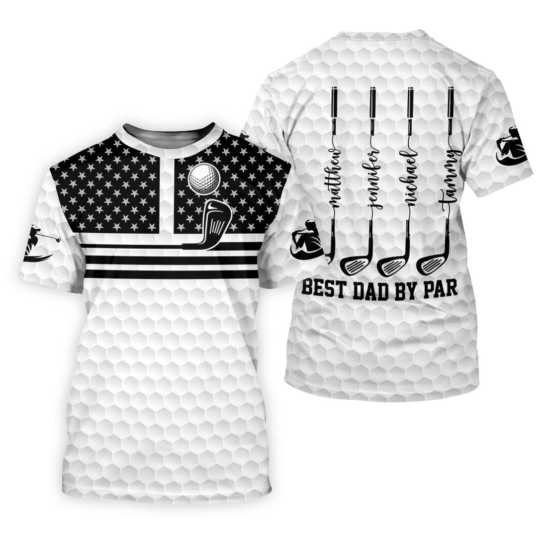 Best Dad By Par US Flag Pattern Dad Golf Shirt, Father's Day Golf Gift, Polo Shirtor Men