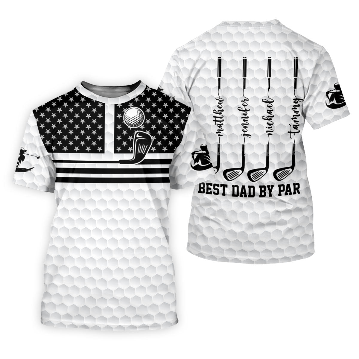 Best Dad By Par US Flag Pattern Dad Golf Shirt, Father's Day Golf Gift, Polo Shirtor Men