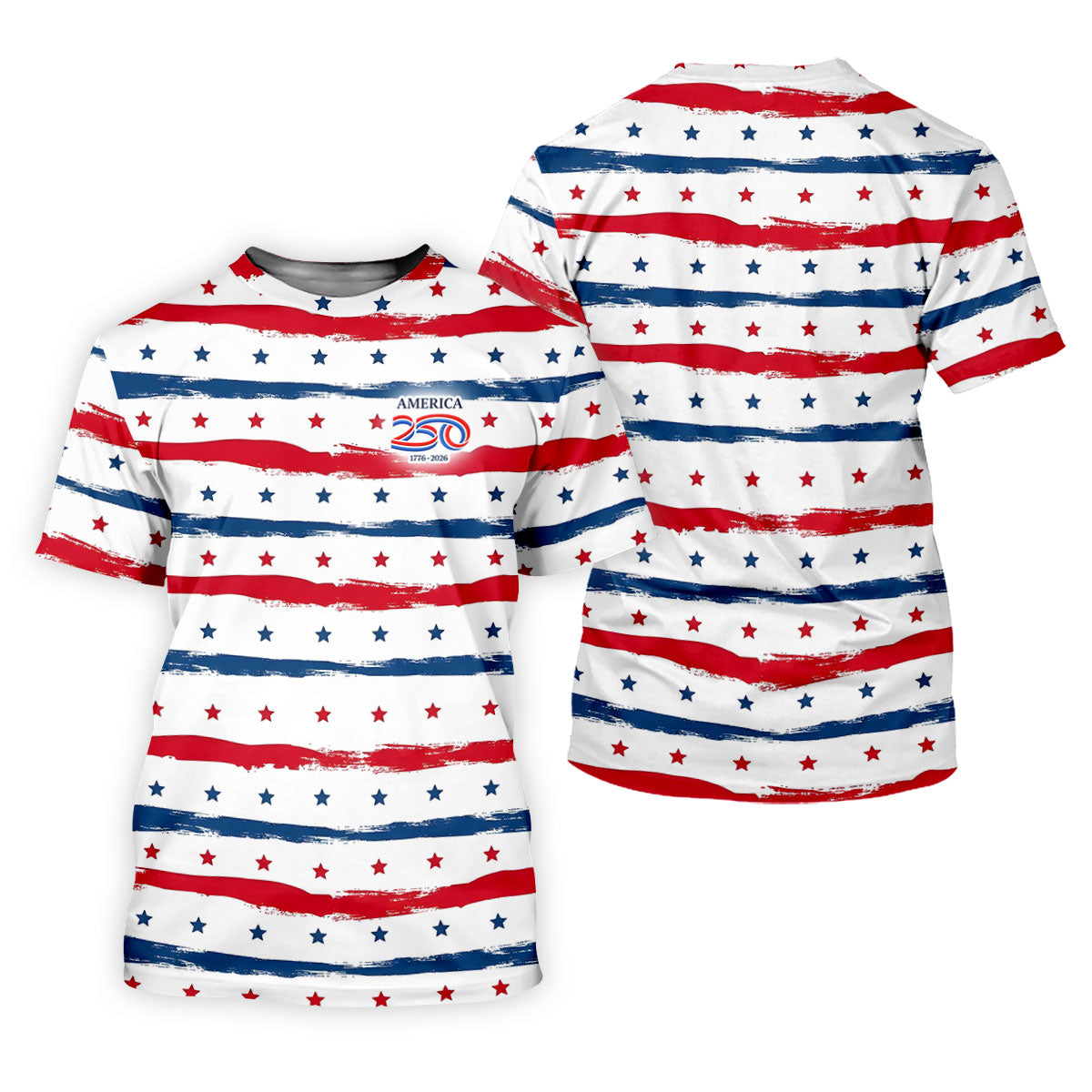 America 250 Red White Blue Stars And Stripes Golf Tops For Men, Patriotic 4th Of July Golf Shirts For Men