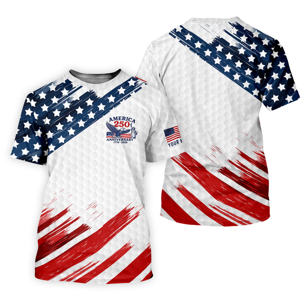 250th Anniversary Golf Ball Pattern Bald Eagle Logo 4th Of July Golf Shirt, Patriotic Golf Shirt For Women