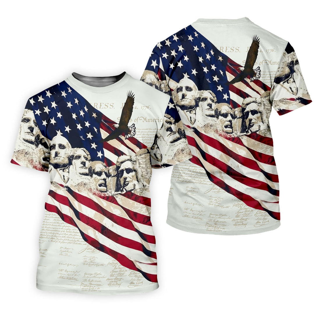 Mount Rushmore American Flag Pattern 4th Of July Patriotic Golf Shirt, 250th Anniversary Women's Golf Tops