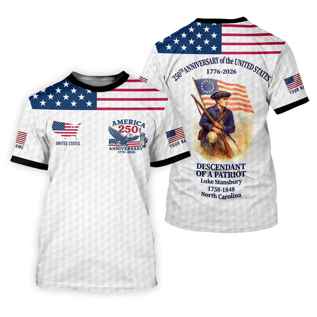 Descendant Of A Patriot Black Collar Golf Shirt For Women, Patriotic 4th Of July Golf Shirt