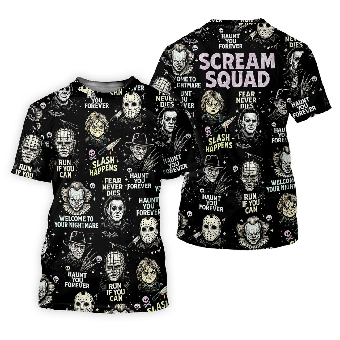 Scream Squad Horror Halloween Character Halloween Polo Shirt Horror Movie Shirt, Men's Golf Polo