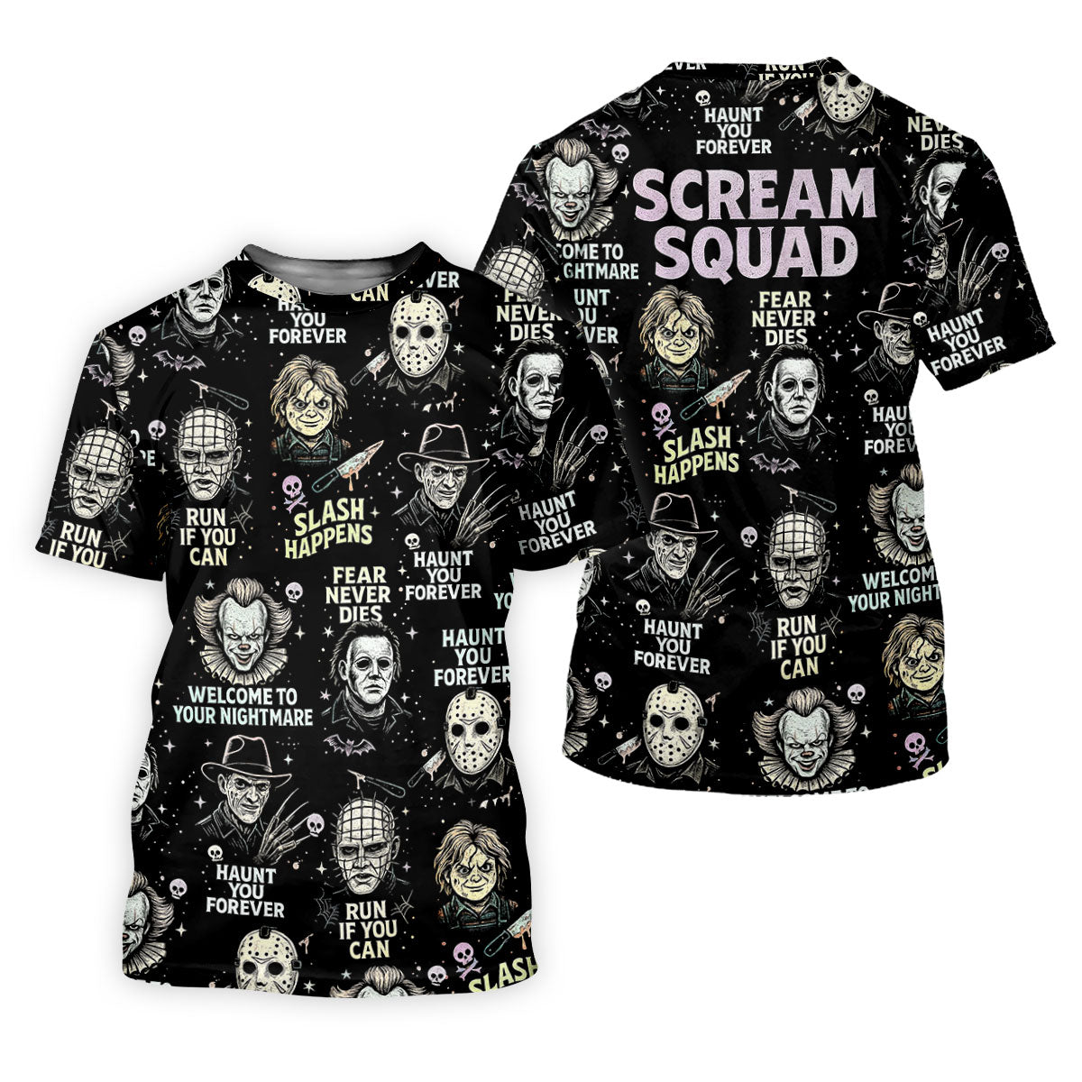 Scream Squad Horror Halloween Character Halloween Polo Shirt Horror Movie Shirt, Men's Golf Polo