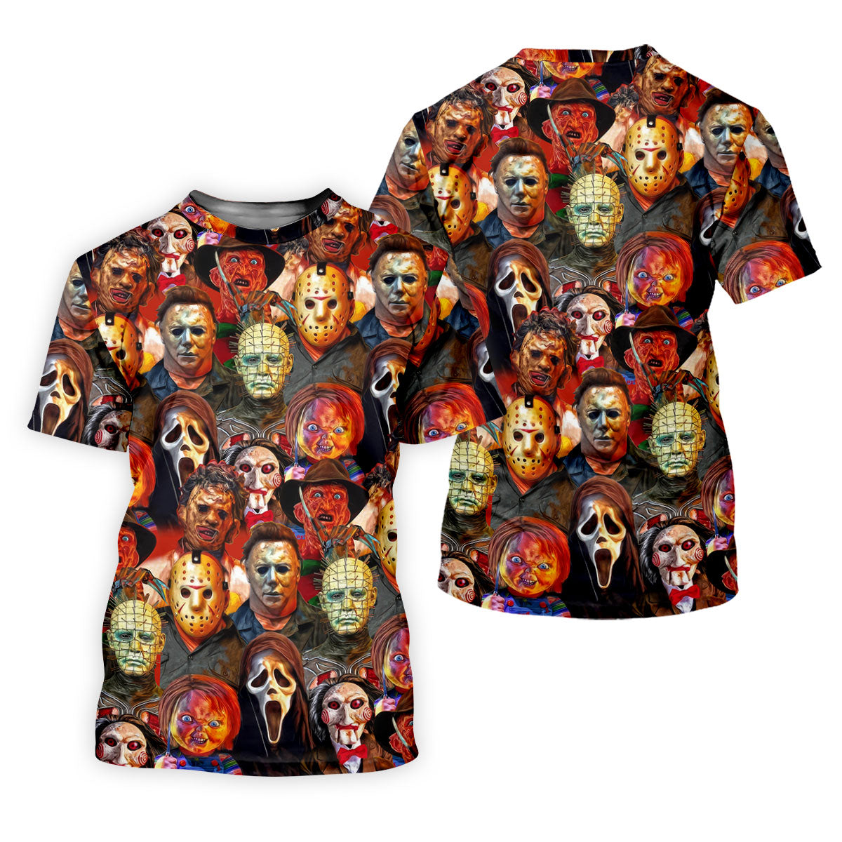 Horror Movie Characters Golf Tops For Men, Halloween Golf Shirt, Unique Gift For Golfer, Polo ShirtFor Men