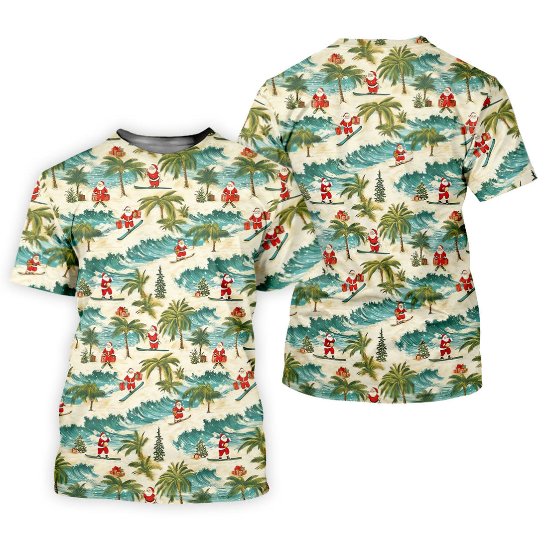 Christmas Santa Surfing Tropical Hawaiian Golf Shirt, Golf Shirts For Women, Performance Golf Shirt