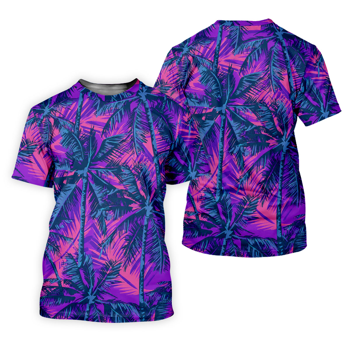 Purple Pink Tropical Palm Trees Golf Shirt, Golf Polo For Women, Printed Golf Shirt
