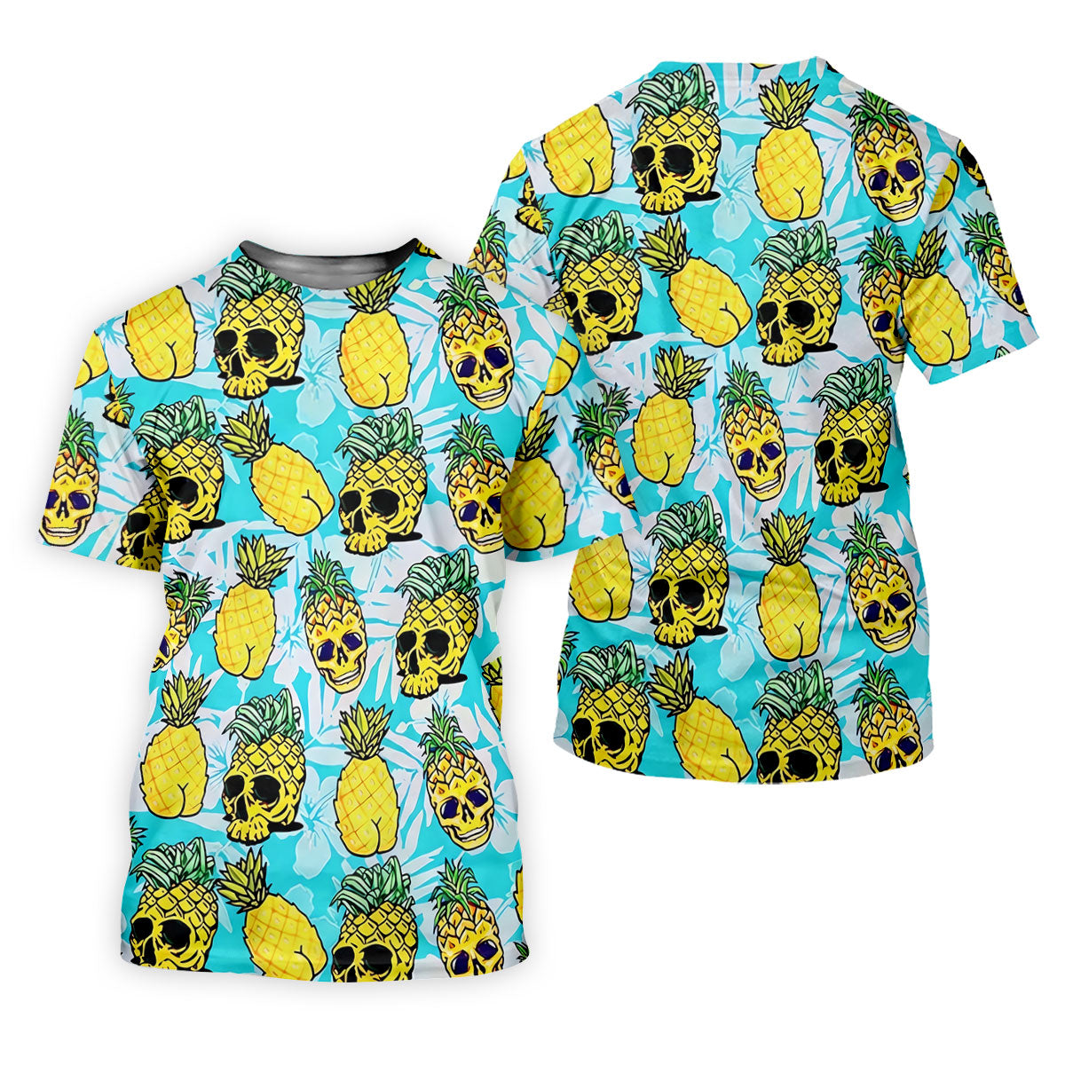 Tropical Pineapple Skull Pattern Golf Shirt, Women’s Golf Polo, Hawaiian Golf Shirt, Ladies Golf Shirts