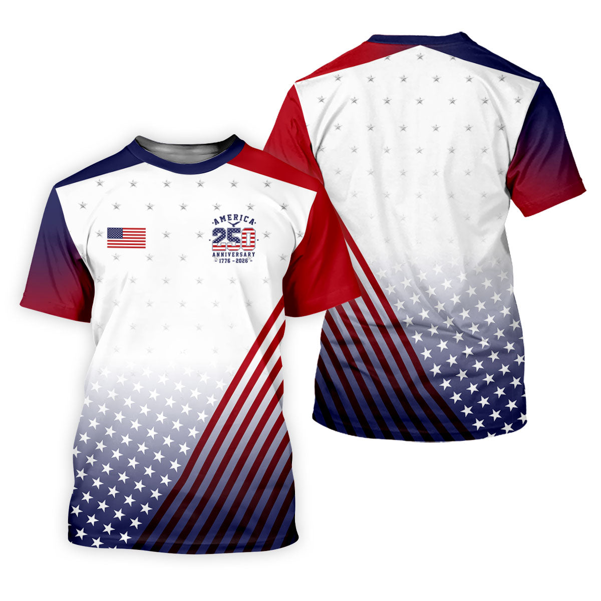 America 250 Anniversary 1776-2026 Flag Logo Golf Shirts For Men, Patriotic 4th Of July Golf Shirt