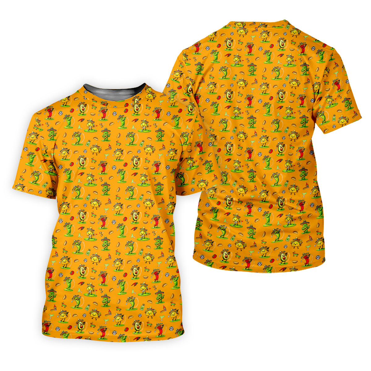 Mexican Cartoon Food Characters Cinco De Mayo Celebration Fiesta Themed Yellow Golf Shirt For Women