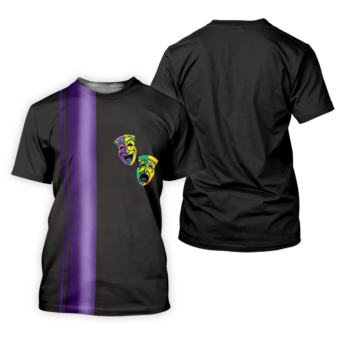Melpomene And Thalia Theatrical Masks Purple Stripe Mardi Gras Golf Shirt, Polo ShirtFor Men, Golf Shirts For Men
