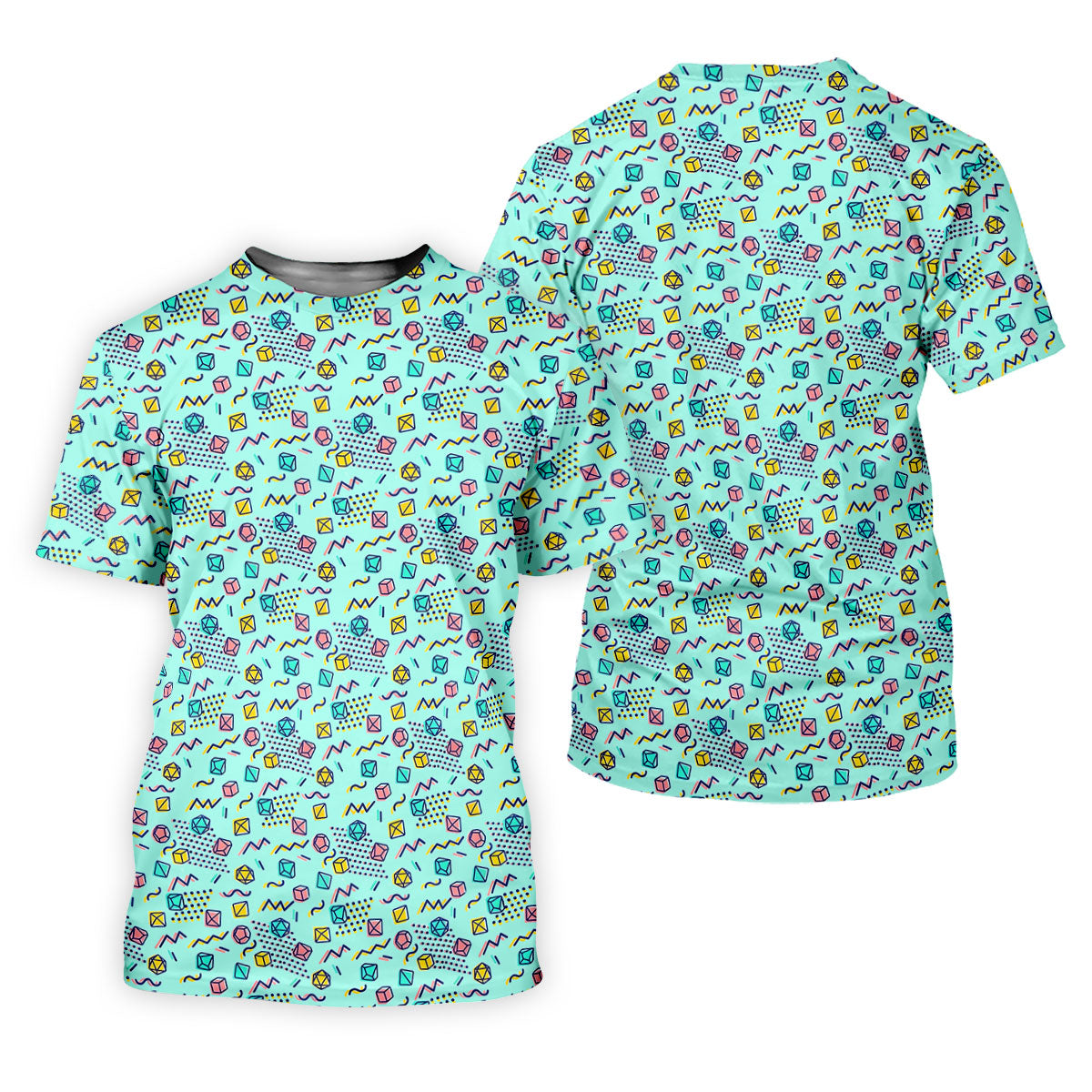 90s Dice Memphis Style Light Mint Green Cute Golf Shirt, Polo ShirtFor Men, Golf Shirts For Men