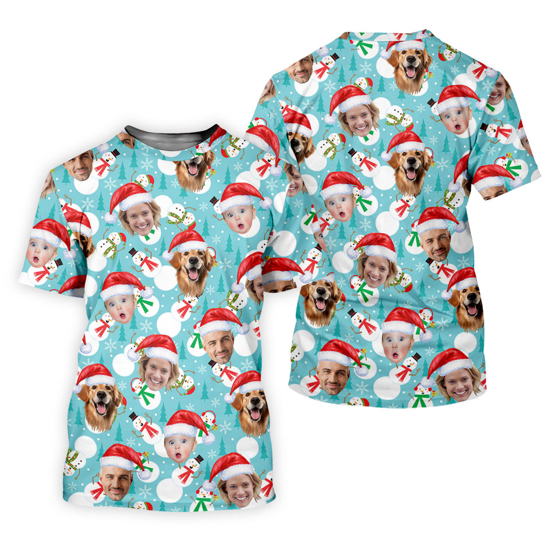 Custom Face Cute Snowman Ice Blue Christmas Golf Shirt, Ladies Golf Tops, Golf Gifts For Women