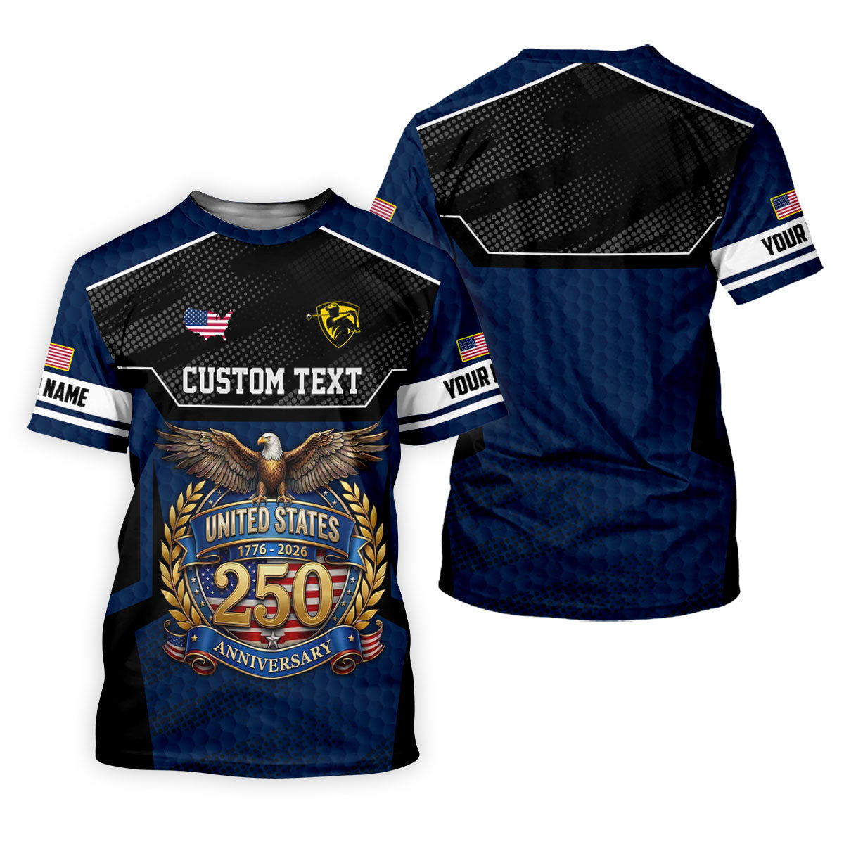 US 250 Anniversary Patriotic 4th Of July Navy Golf Shirt, Polo Shirtor Men, Golf Shirts For Men