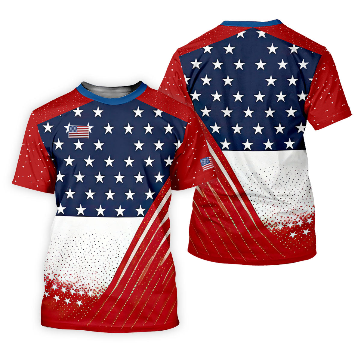 White Star Patriotic 4th Of July American Flag Golf Polo Shirtatriotic Golf Shirt, Golf Shirts For Men