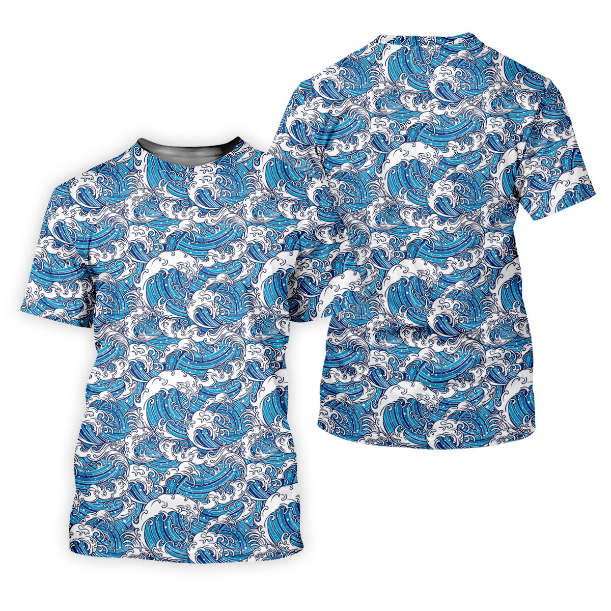 Blue Ocean Wave Pattern Golf Shirt, Hawaiian Golf Shirt, Mens Golf Shirts, Golf Apparel For Men