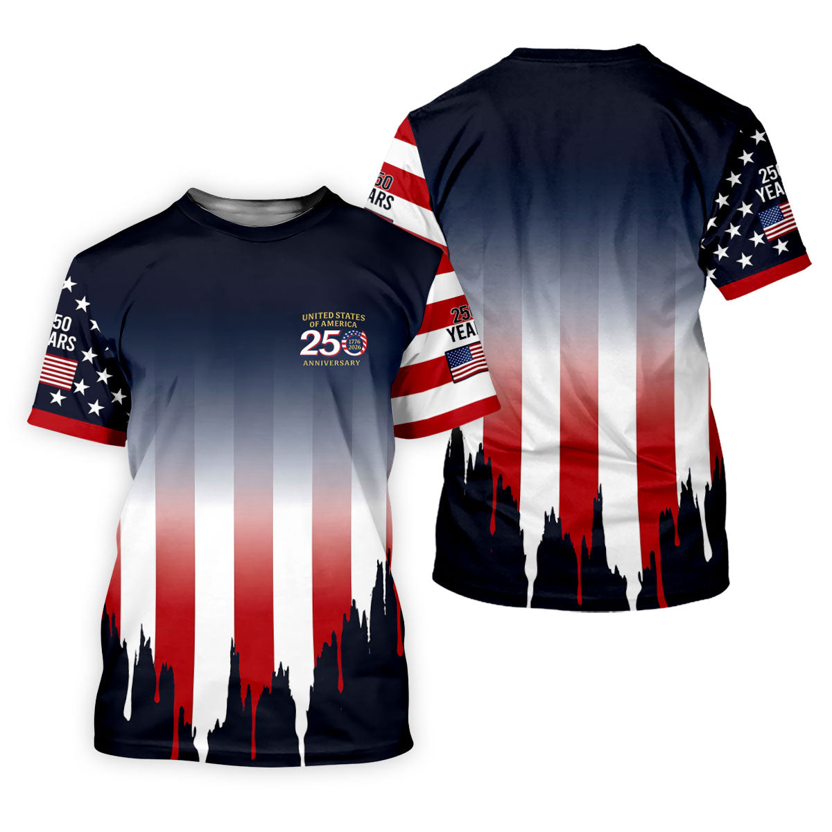 USA 250 Anniversary American Flag Golf Shirt, Patriotic 4th Of July Golf Shirts For Men