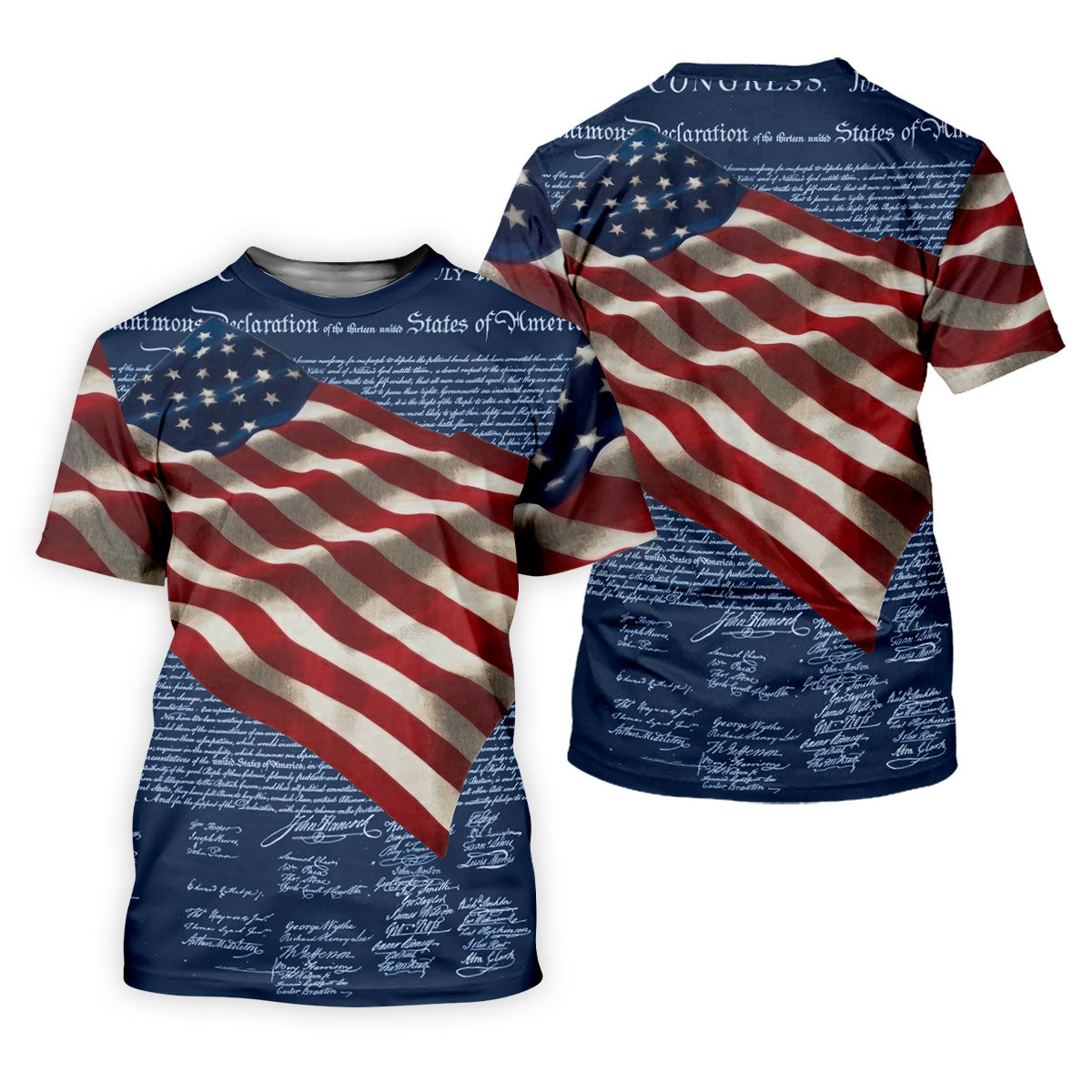 Patriotic American Flag Declaration Of Independence 4th Of July Navy Golf Shirt, 250th Anniversary Ladies Golf Shirts