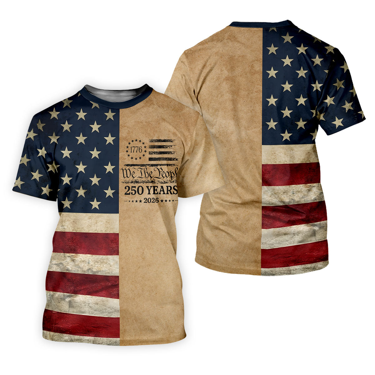 We The People 250 Years US Flag Pattern Patriotic Golf Shirt, 4th Of July Golf Shirt For Women