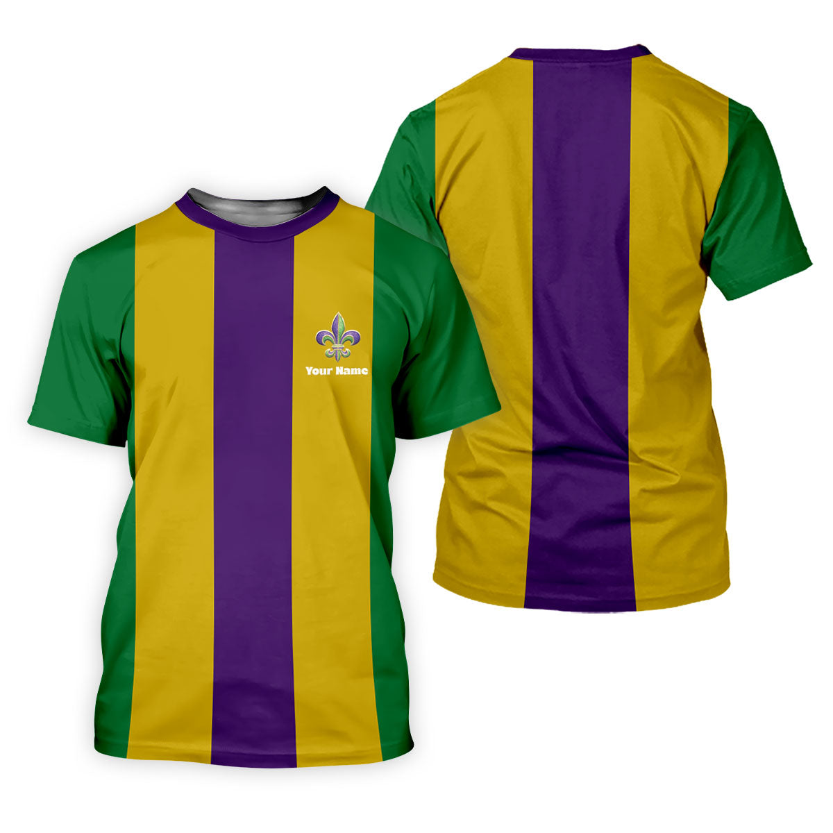 Vertical Stripes Purple Green Gold Mardi Gras Golf Shirt, Polo ShirtFor Men, Golf Shirts For Men