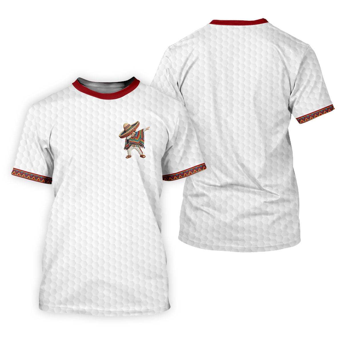 Cinco De Mayo Celebration Golf Ball Pattern White Golf Shirt, Polo Shirtor Men