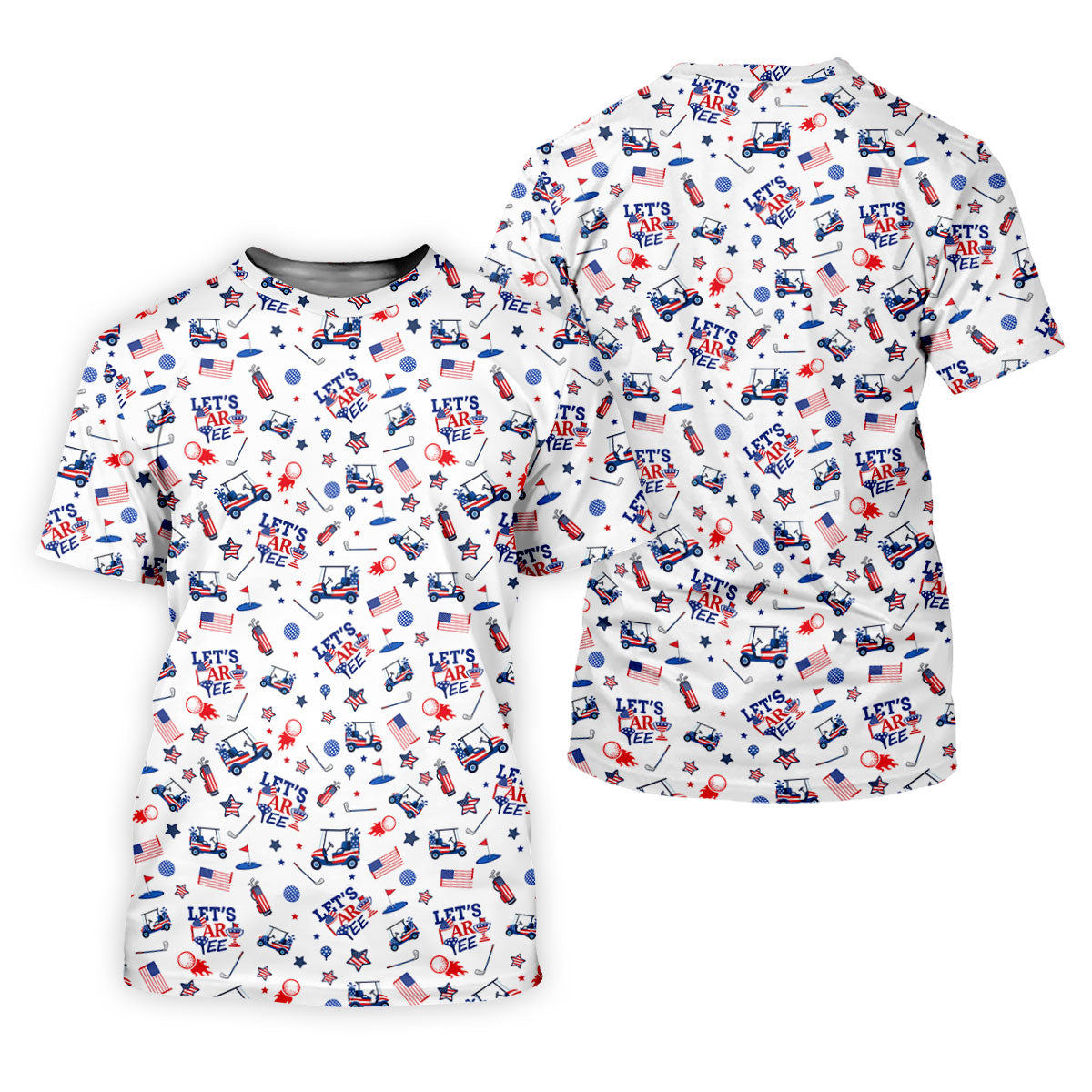 Let's Par Tee US Flag Pattern Patriotic 4th Of July Funny Golf Shirt, 250th Anniversary Golf Shirts For Men