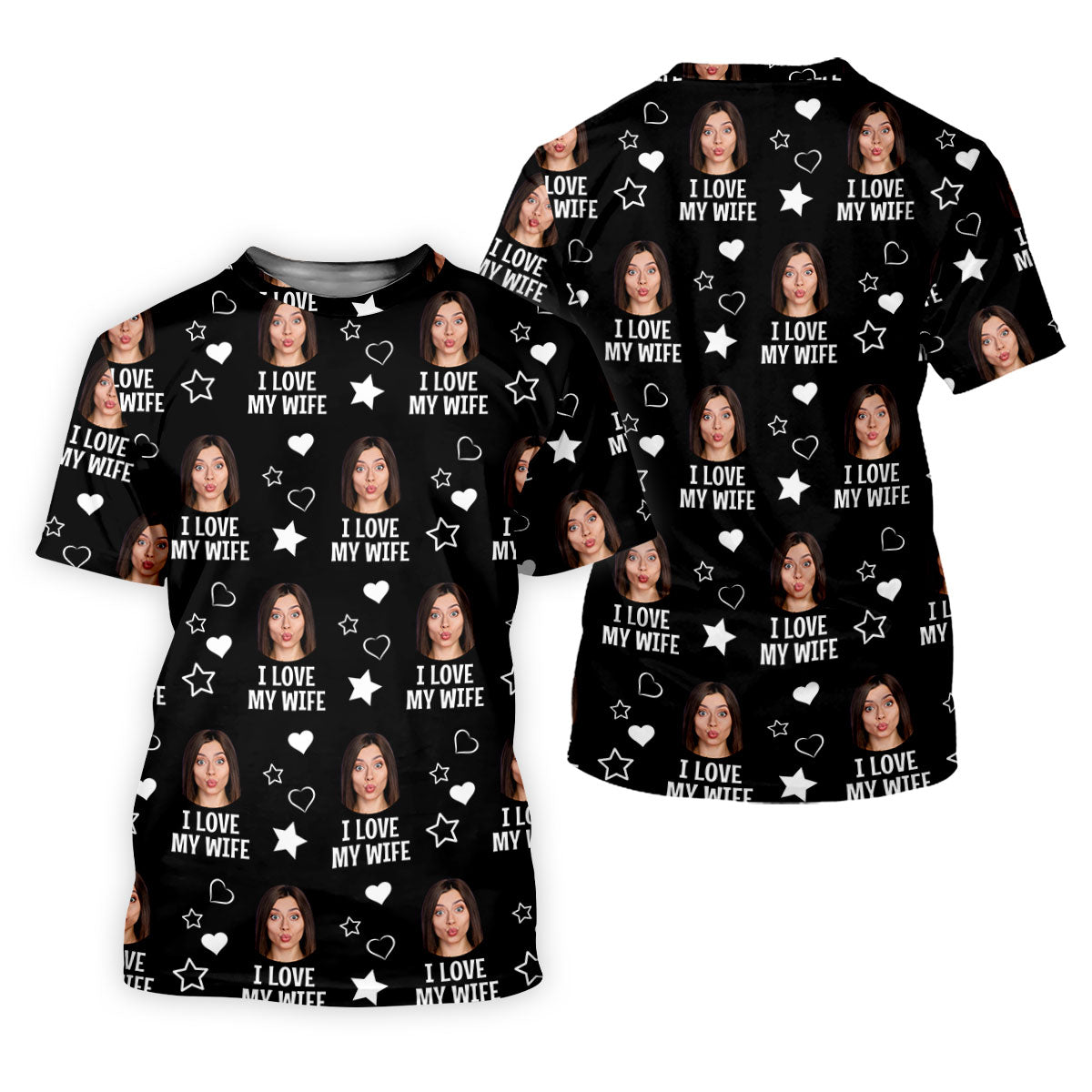 I Love My Husband Custom Face Black Golf Shirt, Fun Women's Golf Shirts, Valentines Golf Gift, Ladies Golf Shirts