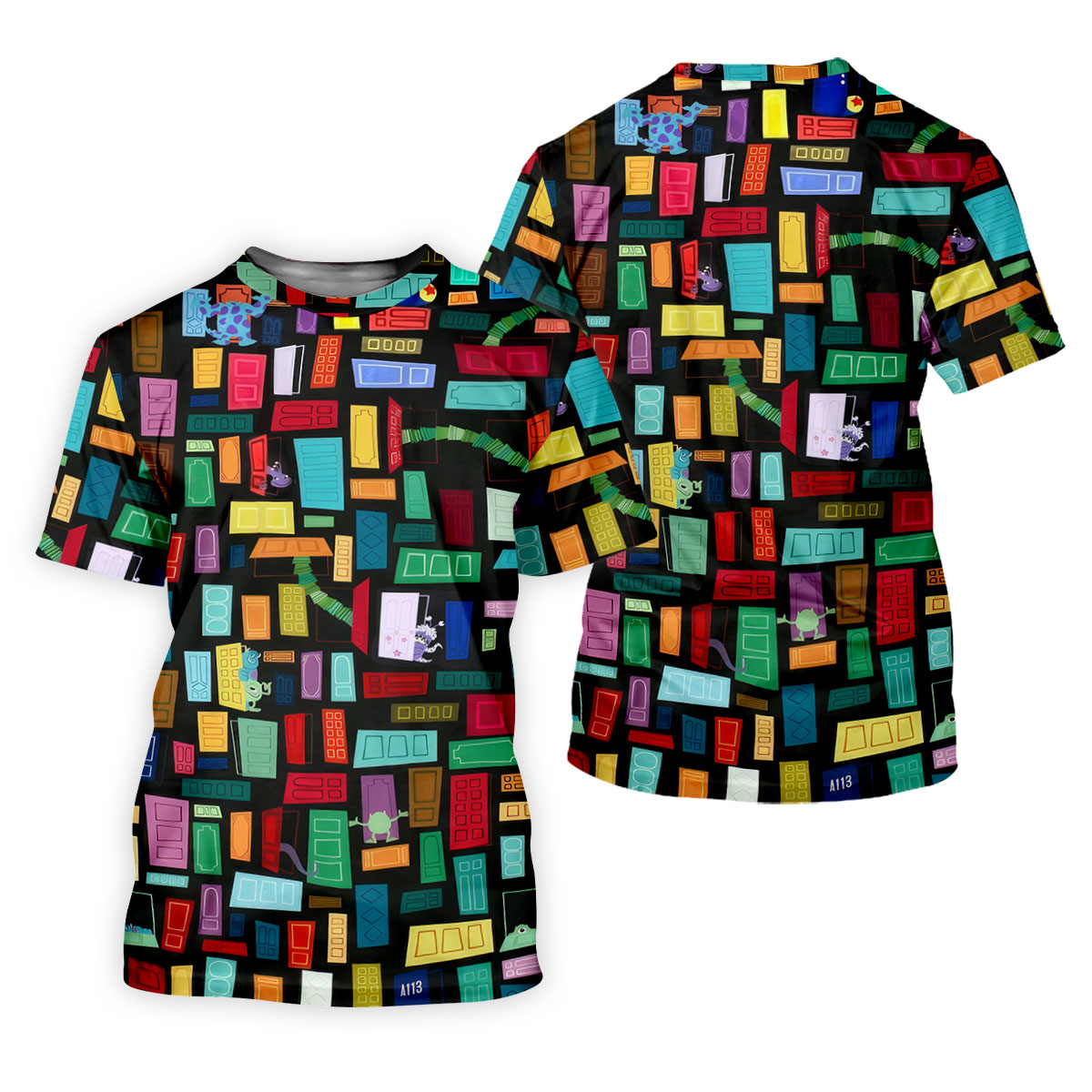 Monster Door Golf Shirt, Colorful Animated Monster World Pattern, Golf Shirt For Women