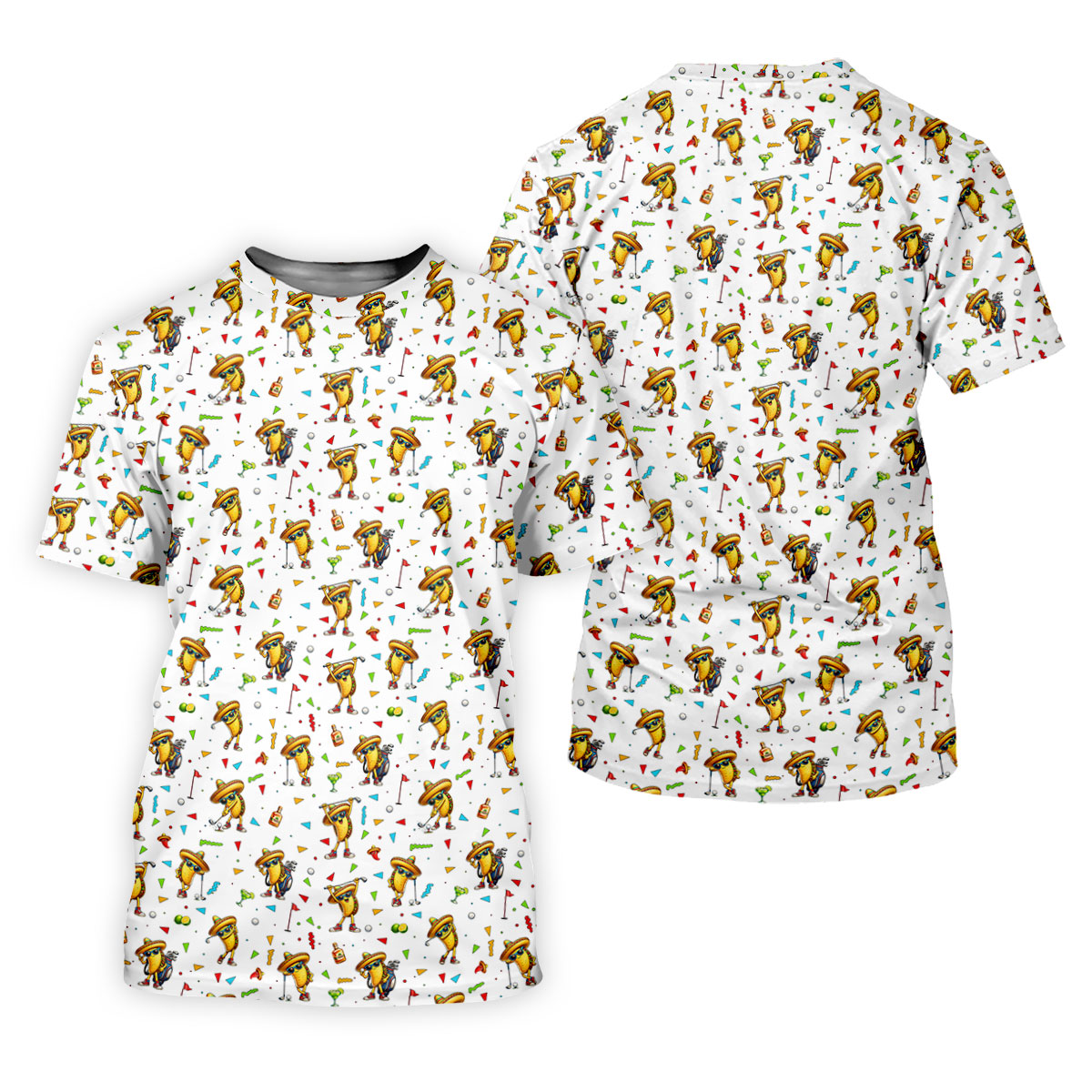 Fairway Fiesta Taco Margarita Mexico Theme White Golf Shirt, Men's Golf Shirts, Polo ShirtFor Men