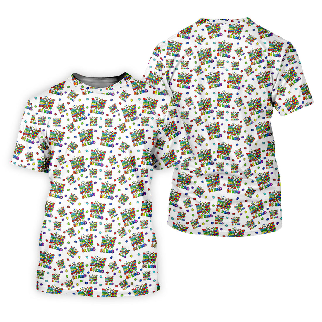In A World Where You Can Be Anything Be Kind Rainbow Butterfly Autism Awareness White Golf Shirt, Women's Golf Tops