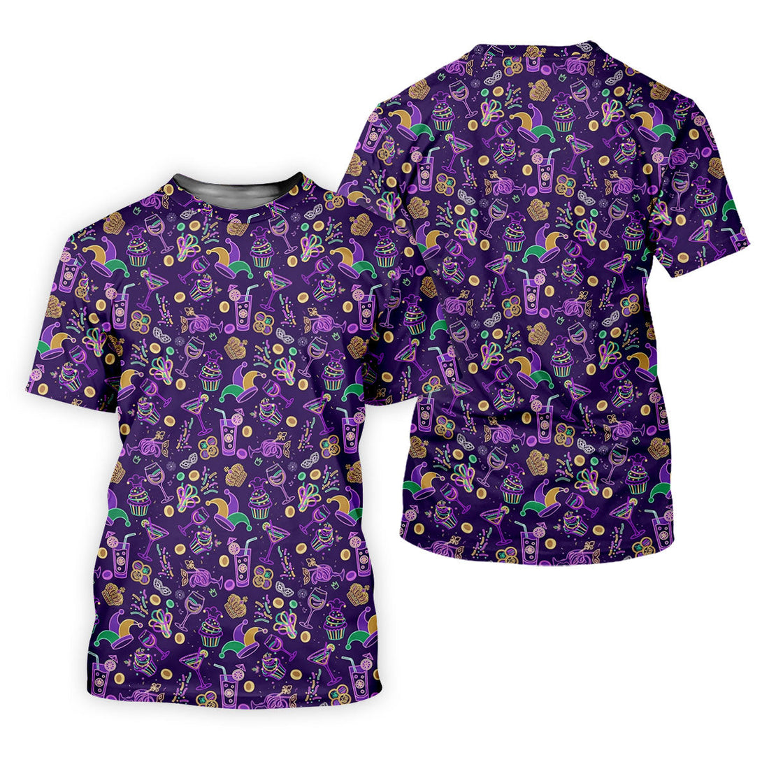 Mardi Gras Food Green Gold Purple Golf Tops For Men, Polo ShirtFor Men, Golf Shirts For Men