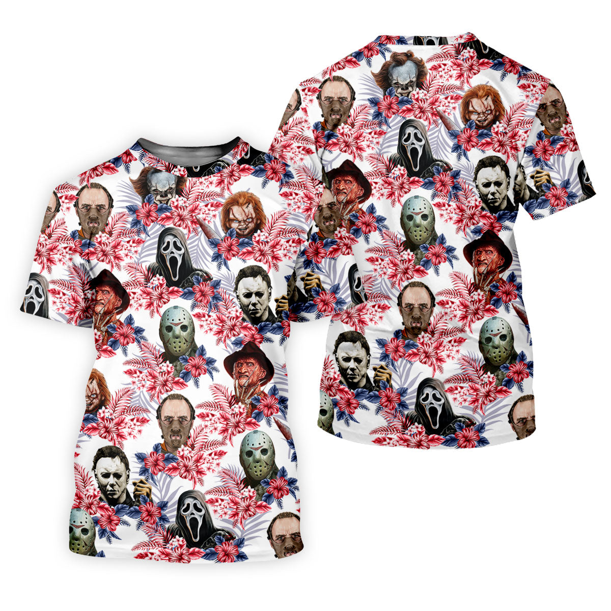 Tropical Horror Character Halloween Golf Shirt, Mens Golf Apparel, Hawaiian Golf Shirt