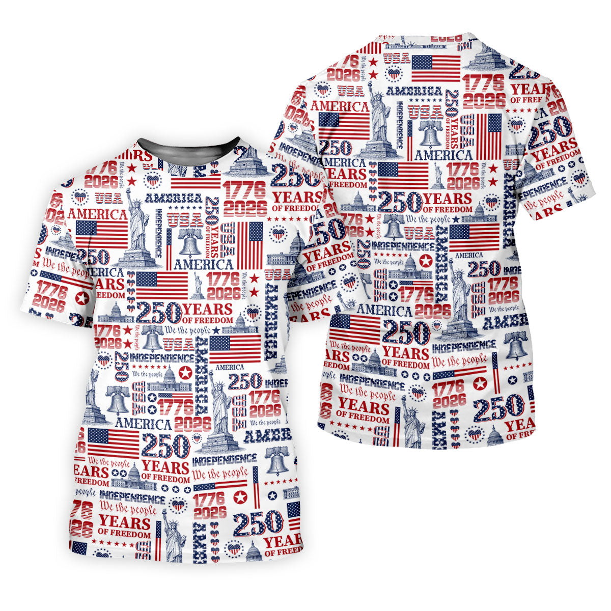 250th Anniversary USA 1776-2026 Retro Golf Shirt, Golf Tops For Men, 4th Of July Golf Shirts For Men