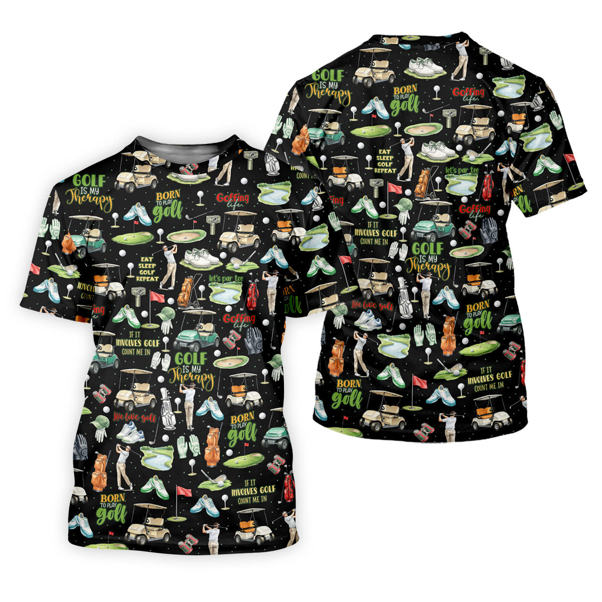 Born To Play Golf Let's Par Tee Black Golf Shirt, Men's Funny Golf Shirts, Golf Shirts For Men, Polo For Men