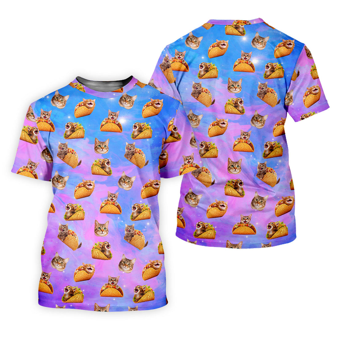 Funny Taco Cat Galaxy Pattern Golf Shirt, Mens Golf Apparel, Polo Shirts For Men
