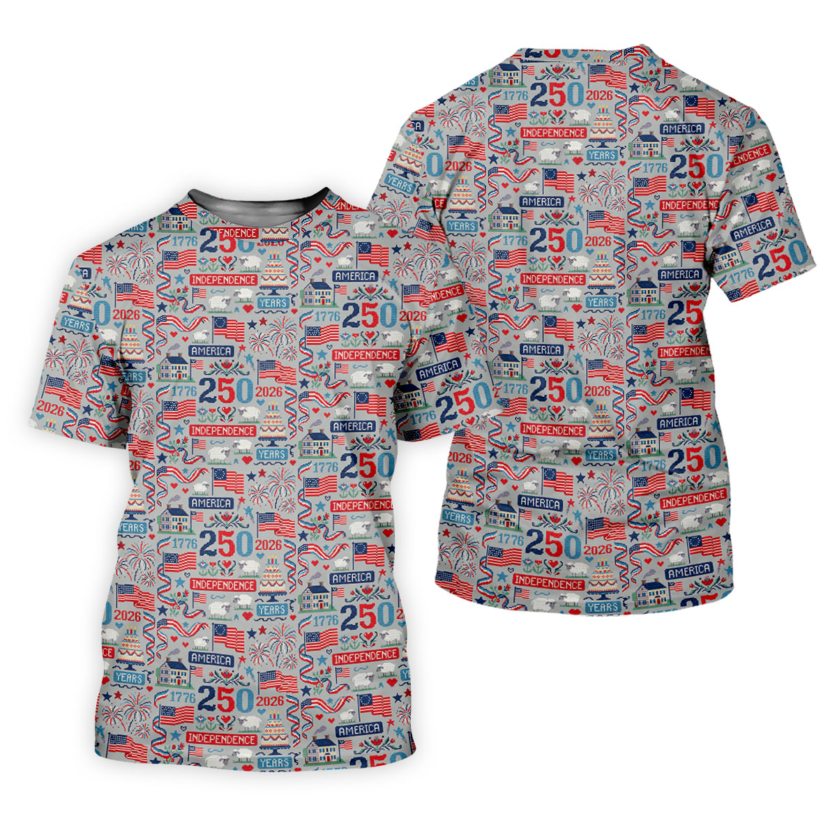 America Independence 250 Years Grey Golf Shirt, Patriotic 4th Of July Golf Shirt For Women