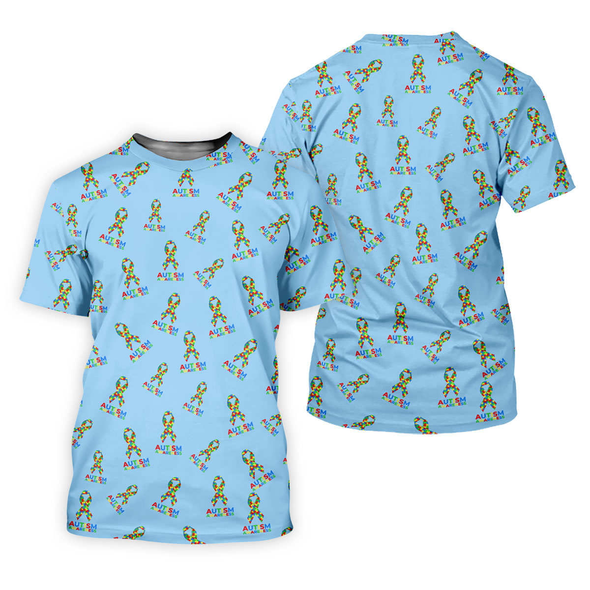 Autism Awareness Colors Autism Ribbon Blue Golf Shirt, Women's Golf Tops, Ladies Golf Polos