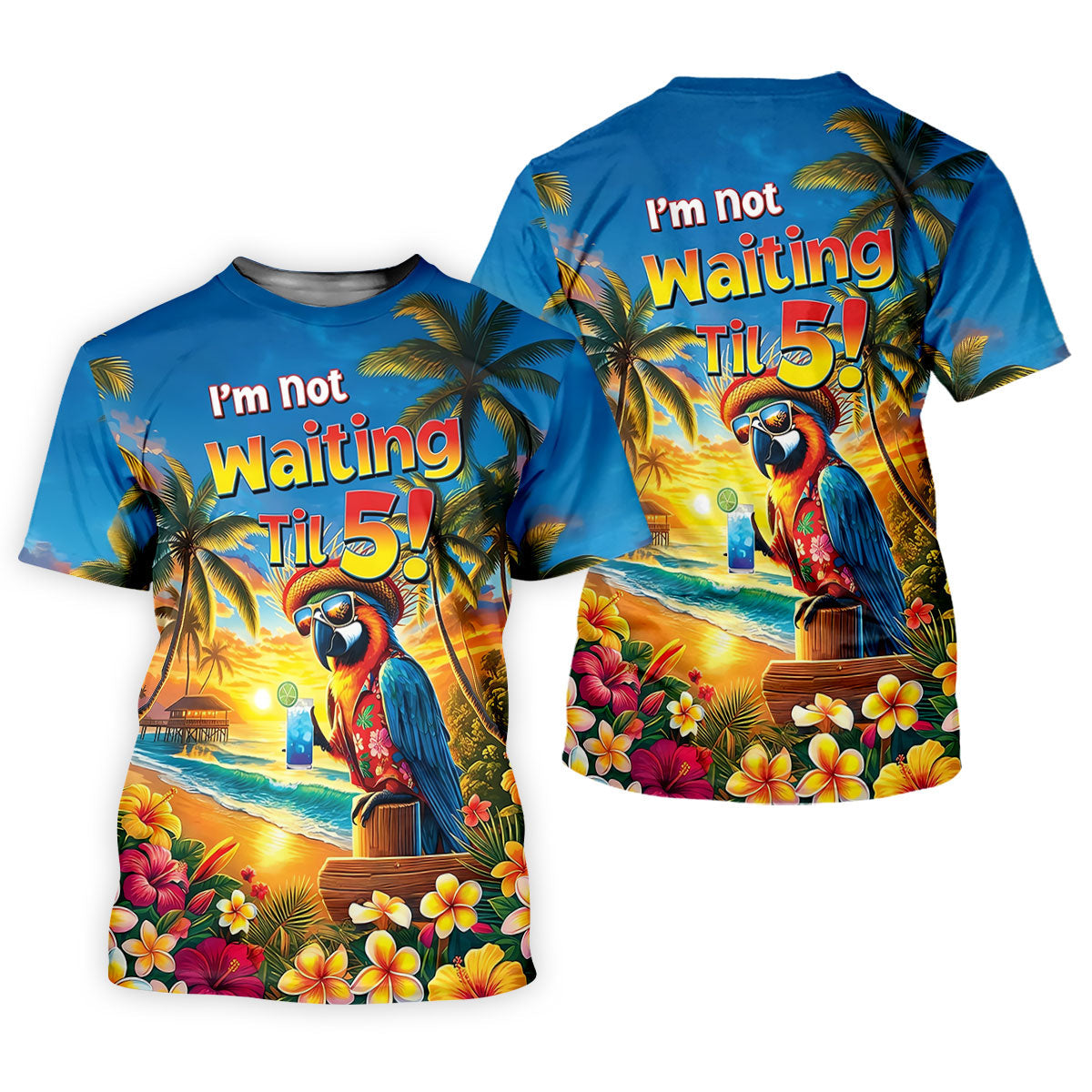I'm Not Waiting Til 5 Funny Parrot Hawaiian Golf Shirt, Men's Golf Shirt, Polo Shirts For Men