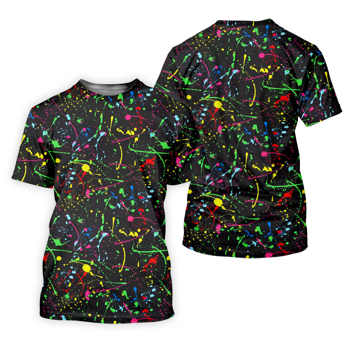 Neon Paint Splatter Pattern Golf Shirt, Women's Golf Shirt, Hawaiian Golf Shirt, Golf Polo For Women