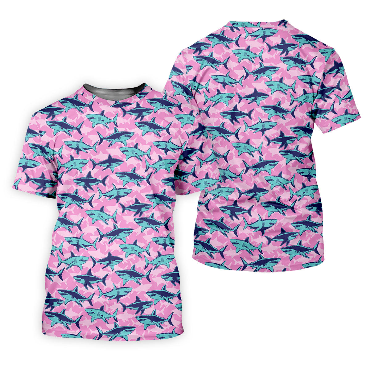 Shark Pattern Hawaiian Golf Shirt, Pink Golf Shirt, Polo Shirts For Men, Golfing Apparel