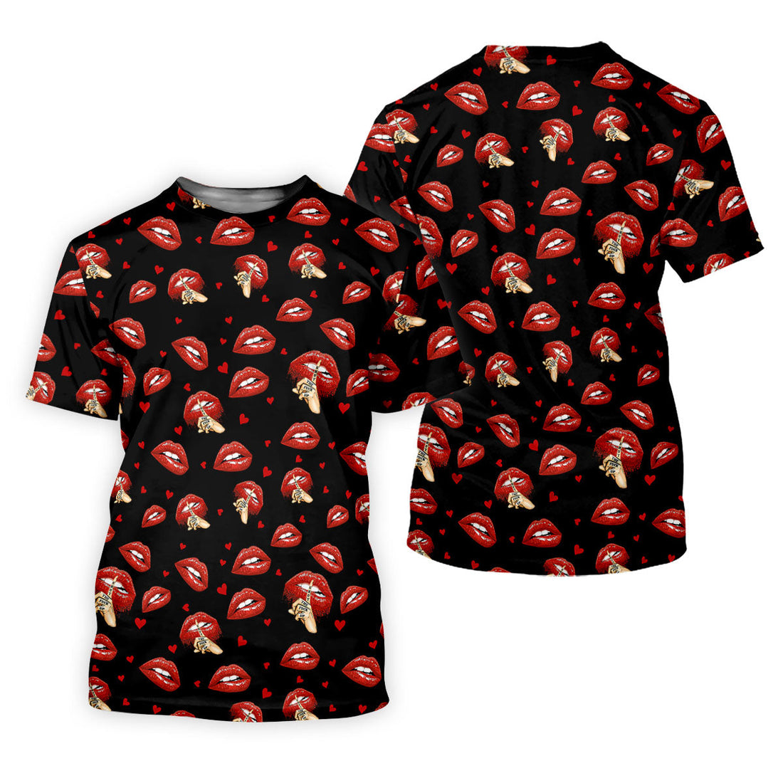 Sassy Red Lips Golf Shirt, Funny Valentine Pattern Design, Women’s Golf Polo