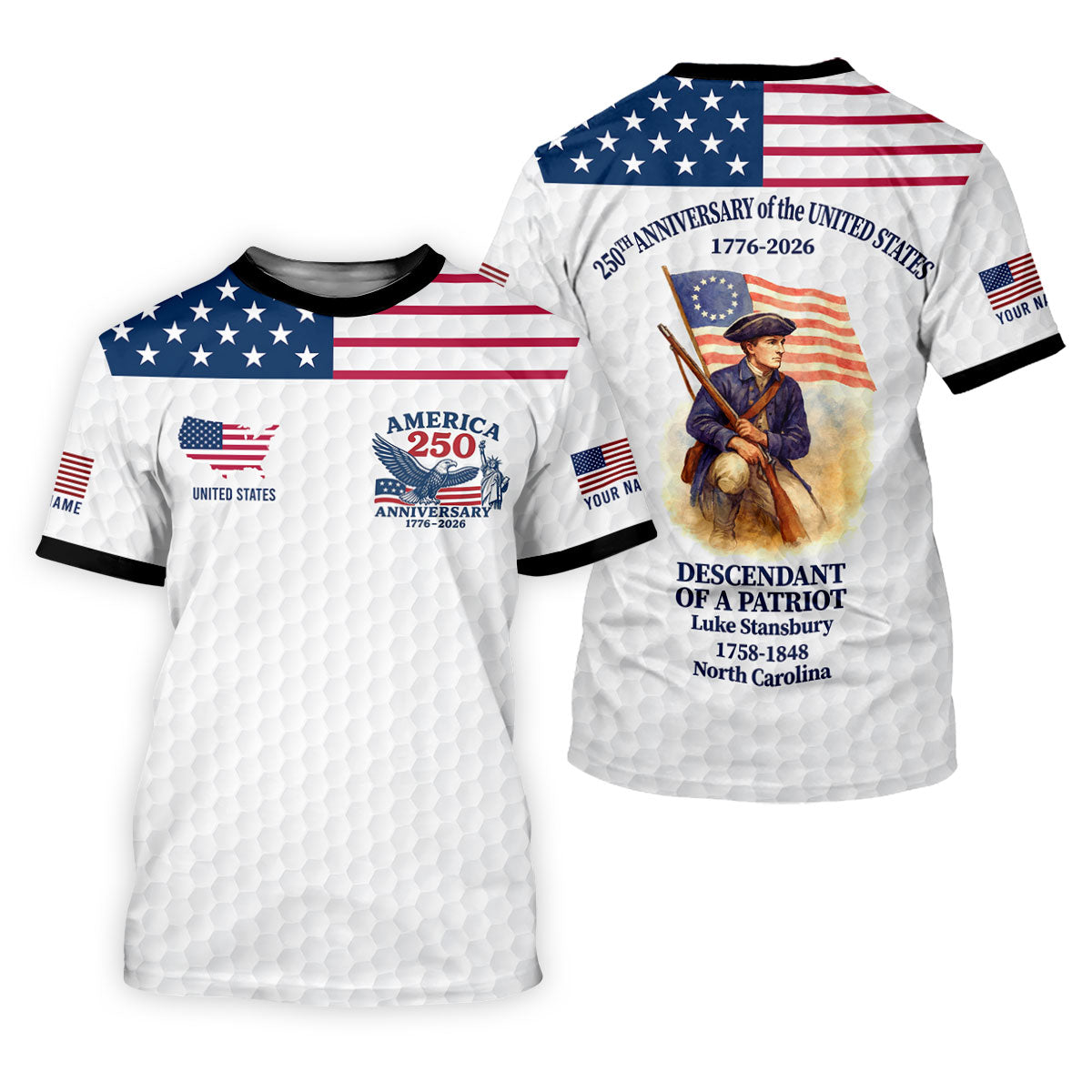 Descendant Of A Patriot Golf Tops For Men, America 250th Anniversary Golf Shirt, Polo Shirt Men