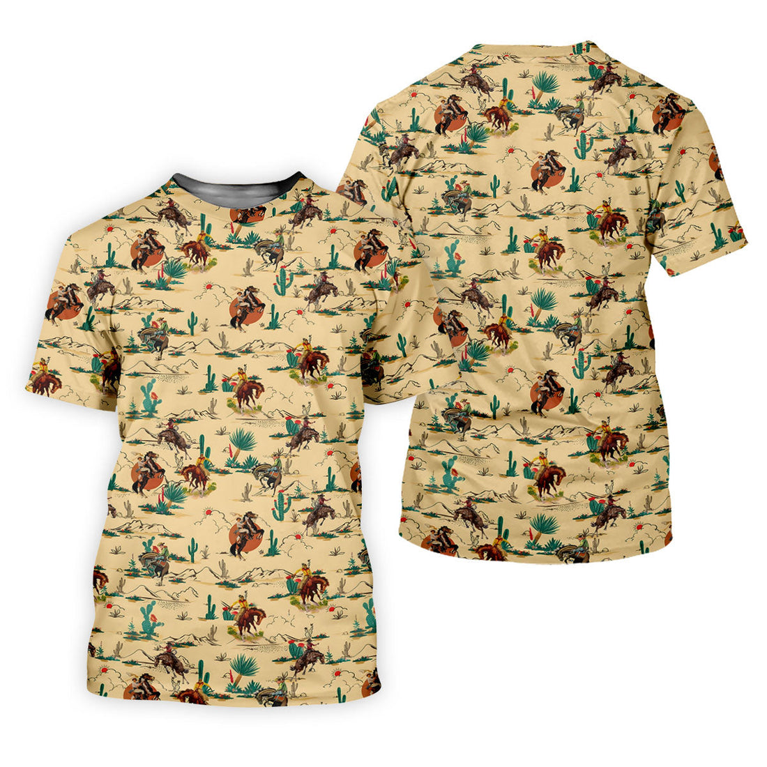 Vintage Cowboy Rodeo Desert Pattern Hawaiian Golf Shirt, Women’s Golf Polo, Printed Golf Shirt