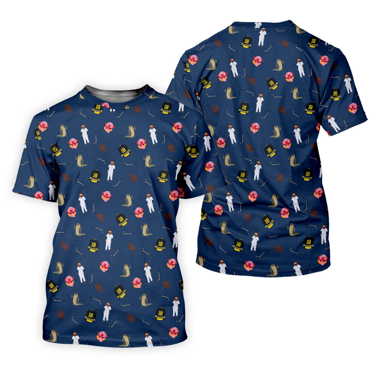 Sport Movie Character Funny Aligator Clown Head Navy Golf Shirt, Men's Funny Golf Shirts, Golf Shirts For Men