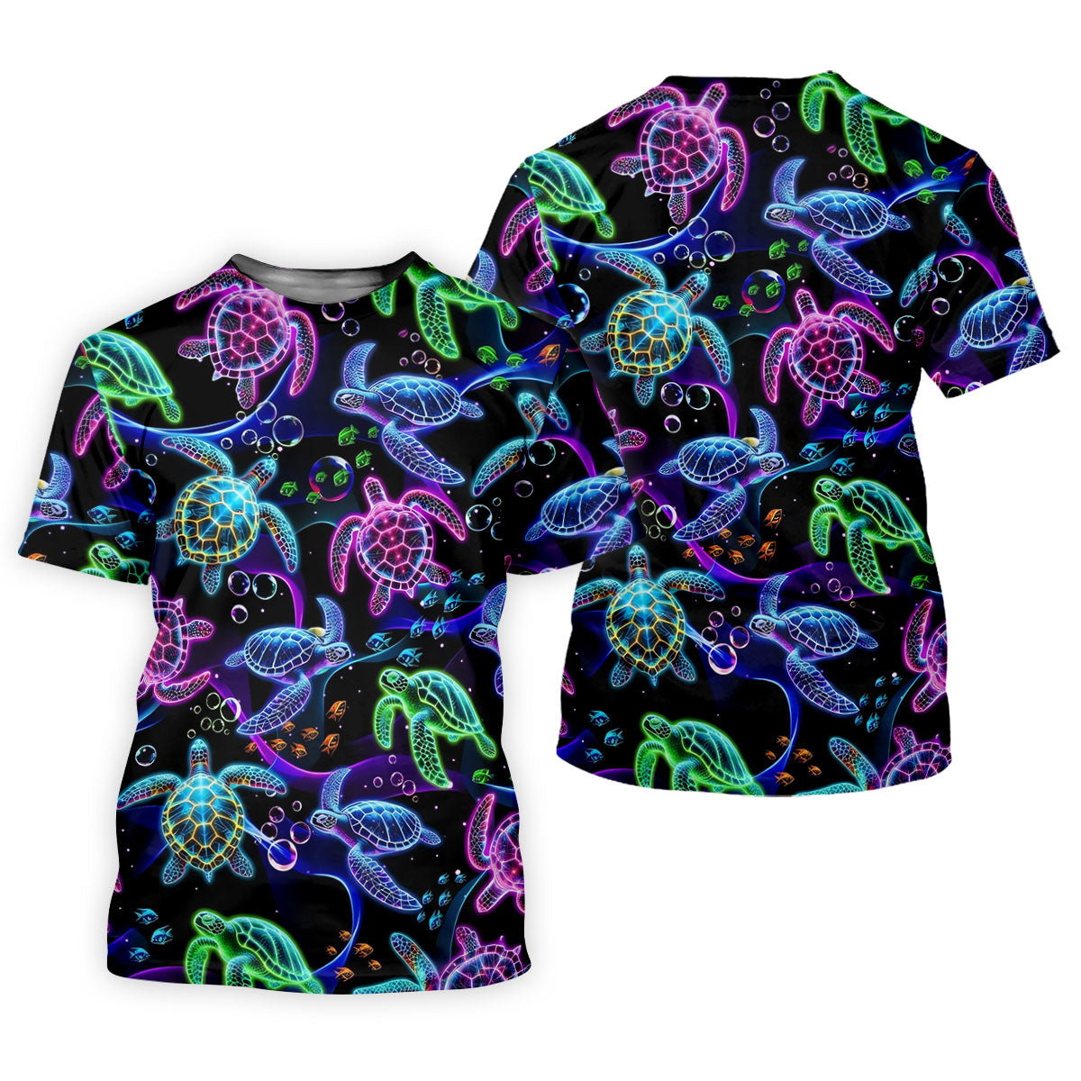 Neon Sea Turtle Ocean Pattern Hawaiian Golf Polo Shirt, Mens Golf Polo, Printed Golf Shirts