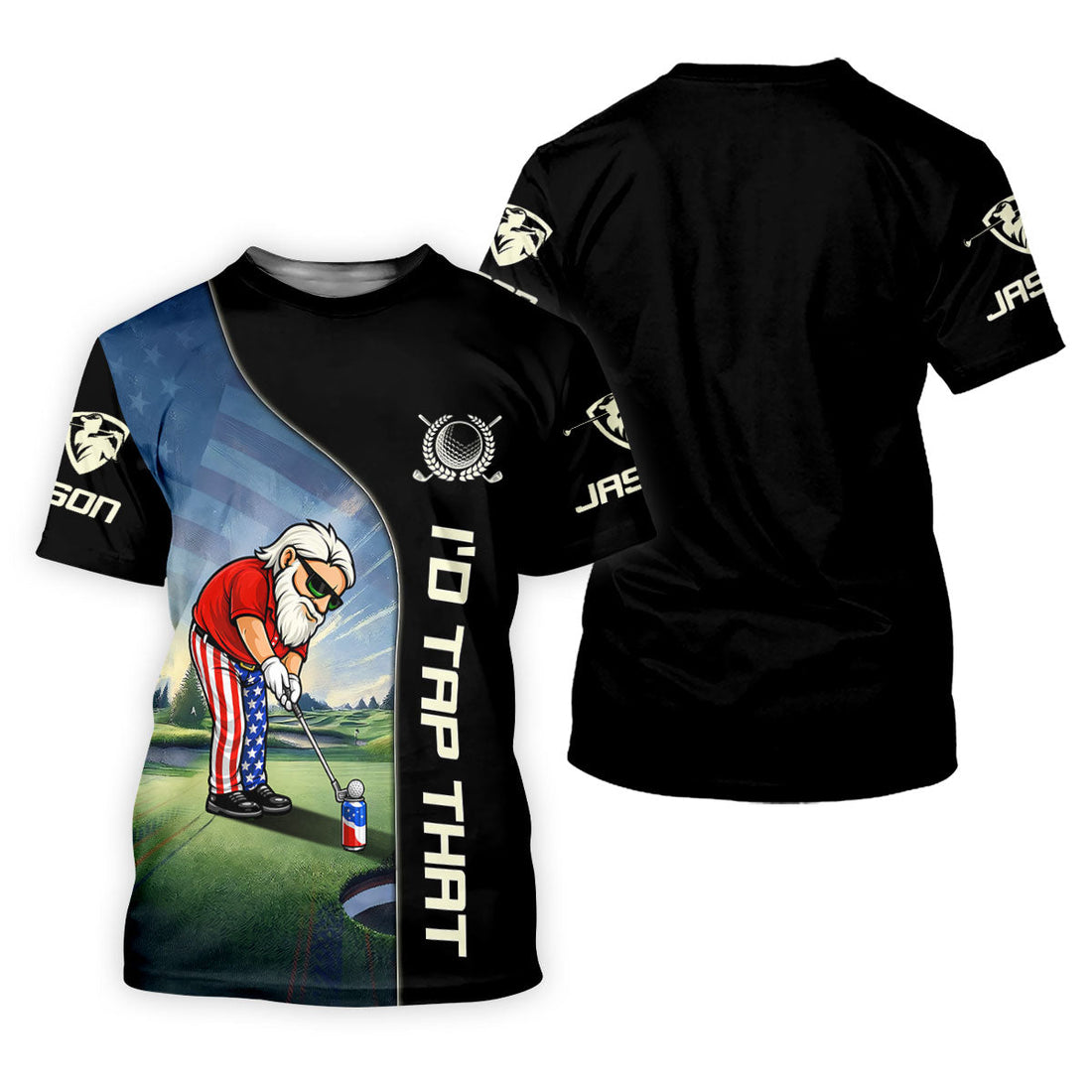I'd Tap That Patriotic Man Golf And Beer 4th Of July Golf Shirt, 250th Anniversary Men's Funny Golf Shirts