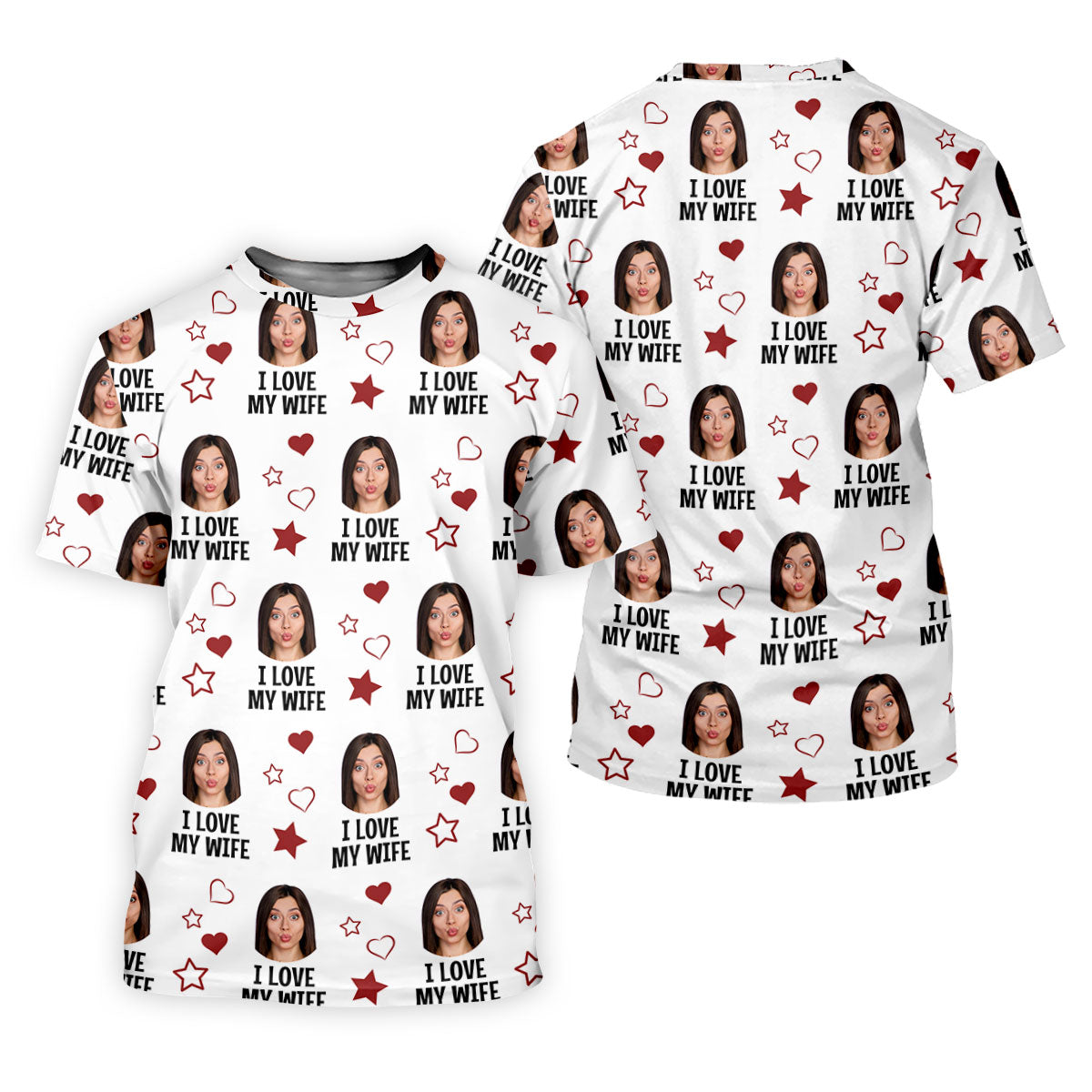 I Love My Husband Custom Face White Golf Shirt, Fun Women's Golf Shirts, Valentines Golf Gift, Ladies Golf Shirts
