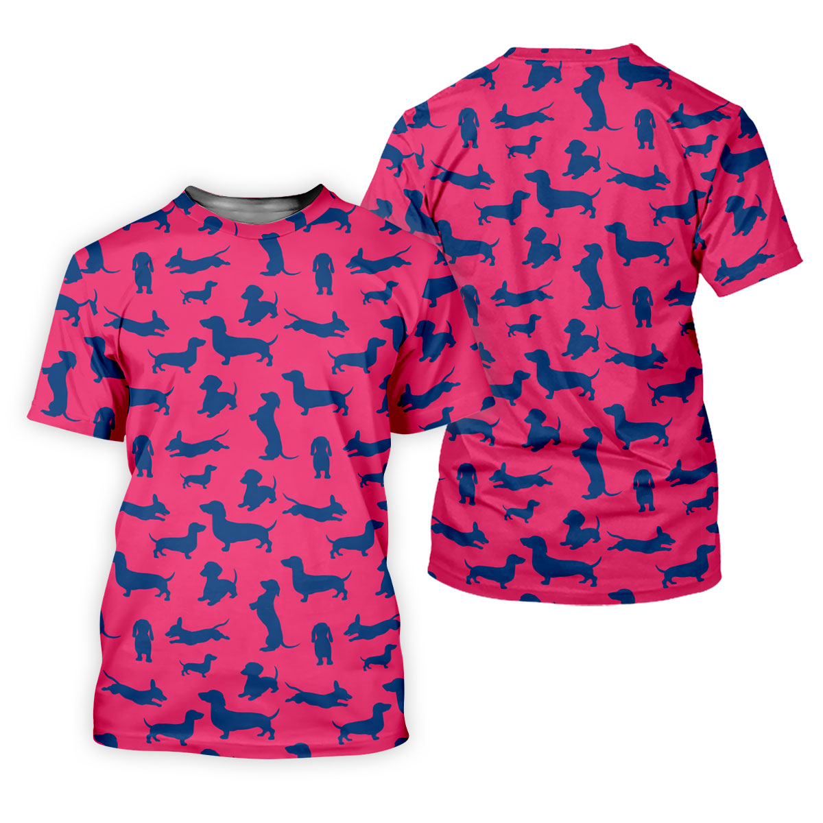 Funny Dachshund Pink And Navy Cute Golf Shirt, Men's Funny Golf Shirts, Golf Shirts For Men